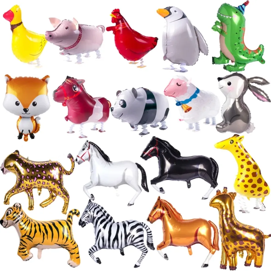 Cute Walking Animal Helium Balloons Cat Dog Dinosaur Air Ballons Birthday Decorations Kids Adult Event Party Decor Balloon FY3220 A0217