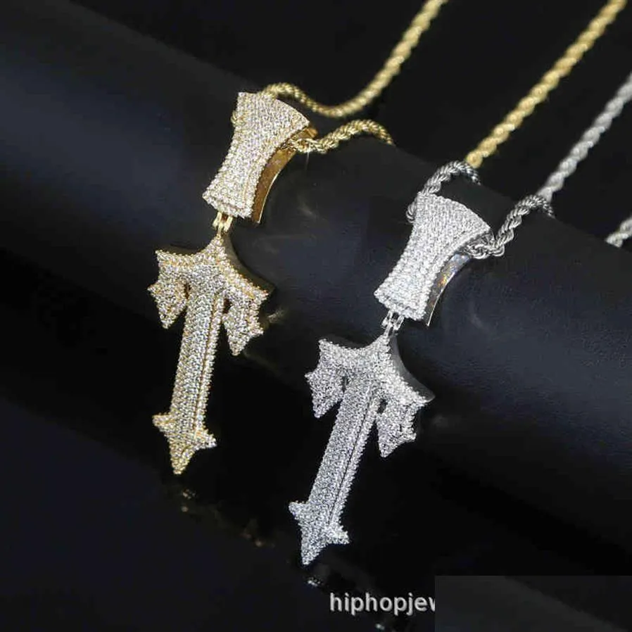 ペンダントネックレス Trapstar ロンドンヒップホップクロス象嵌ジルコンポップラップスタイルウェアラブルテニスチェーンキューバドロップ配信 2022 ユダヤ人宝石商 Dhpb4