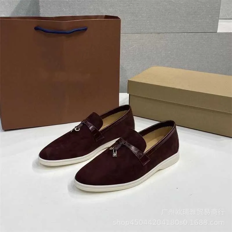 Scarpe firmate originali italiane Rolopiana LP Lefu Slip-on estivo da donna Lazy British Cowhide Pea Single Comfort Flat