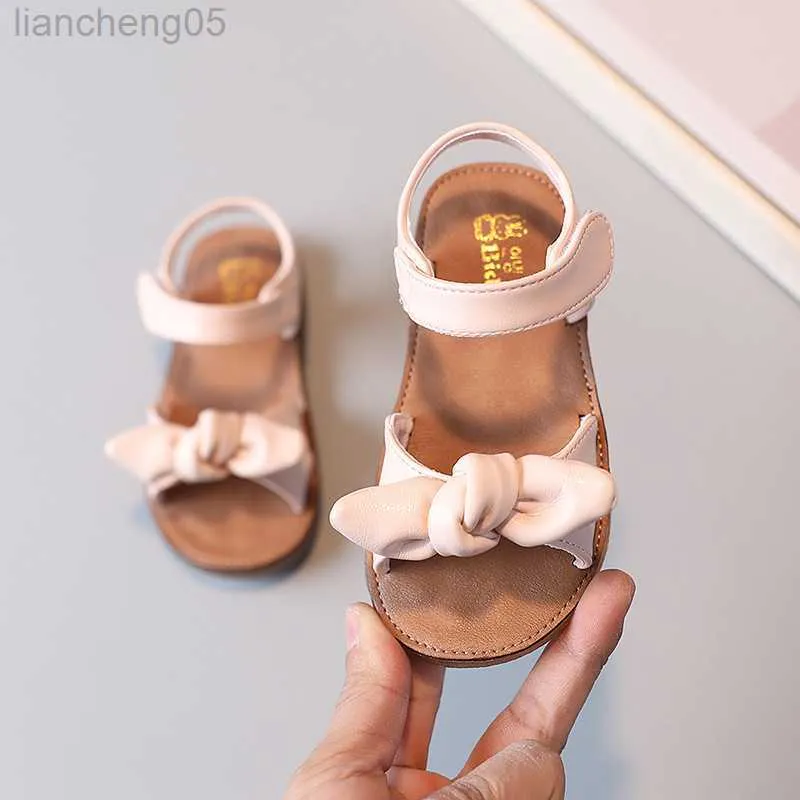 Sandalen Baby Girls Sandalen Kids Strandschoenen 2022 Zomer Nieuw kinderen Brand Sandalen Zacht Fashion Bow-Knot Simple Classic Comfortabele Leuke W0217