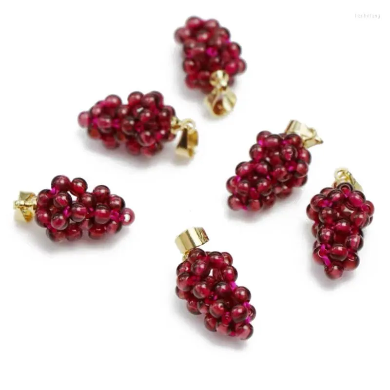 Decorative Figurines Natural Garnet Small Grape Pendant Crystal Stone Hand-woven Jewelry