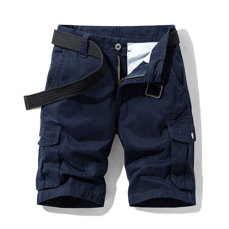 Men's Shorts 2022 pantalones cortos militares holgados con múltiples bolsillos para hombre, pantalones cortos tácticos de algodón azul marino para hombre, pantalones cortos 3038 sin cinturón Z0216