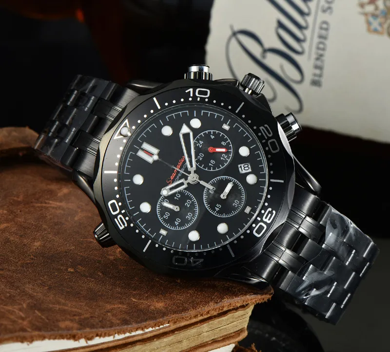 Relojes de pulsera para hombres 2023 Nuevos relojes para hombre Todo Dial Trabajo Reloj de cuarzo Alta calidad Top Marca de lujo Reloj cronógrafo Reloj Banda Hombres Moda ompp1