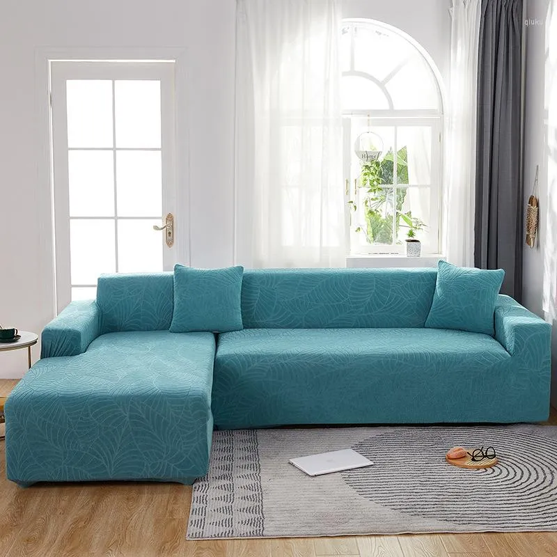 كرسي يغطي الأريكة ذات اللون الصلب المقاوم للماء لغرفة المعيشة أوراق جاكار غطاء الزاوية L