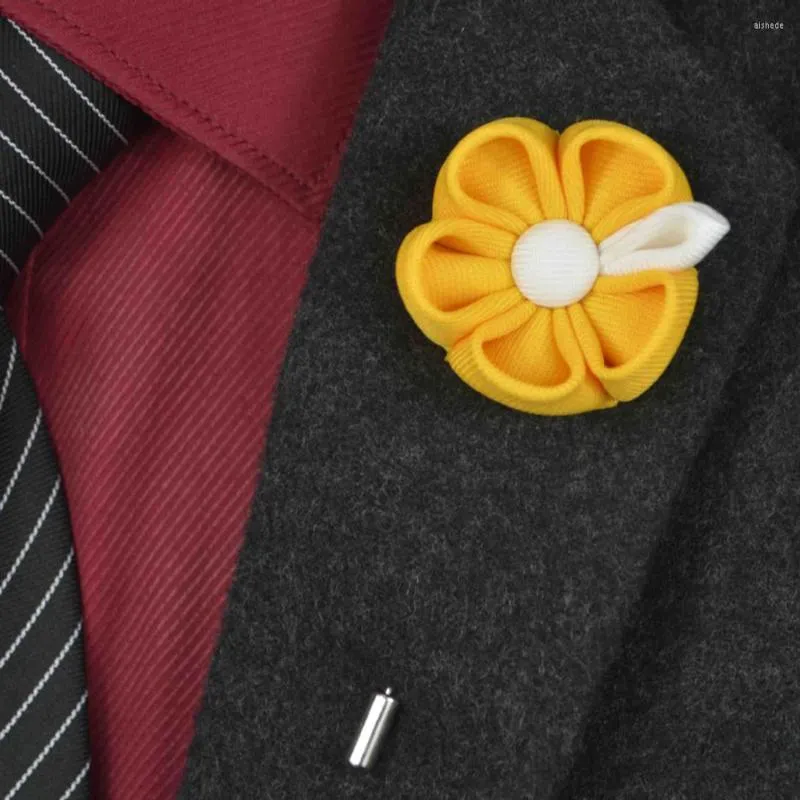 Brooches Mens Women Fashion Flower Lapel Pins Boutonniere Brooch Stick Handmade Classic Wedding Business Suit Corsage Dress Gifts