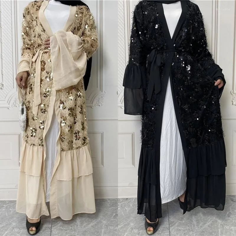 Ethnic Clothing Islamic Women Caftan Moroccan Gowns Djelaba Open Abaya Dubai Kimono Turkish Cardigan Ramadan Eid Muslim Hijab Dresses