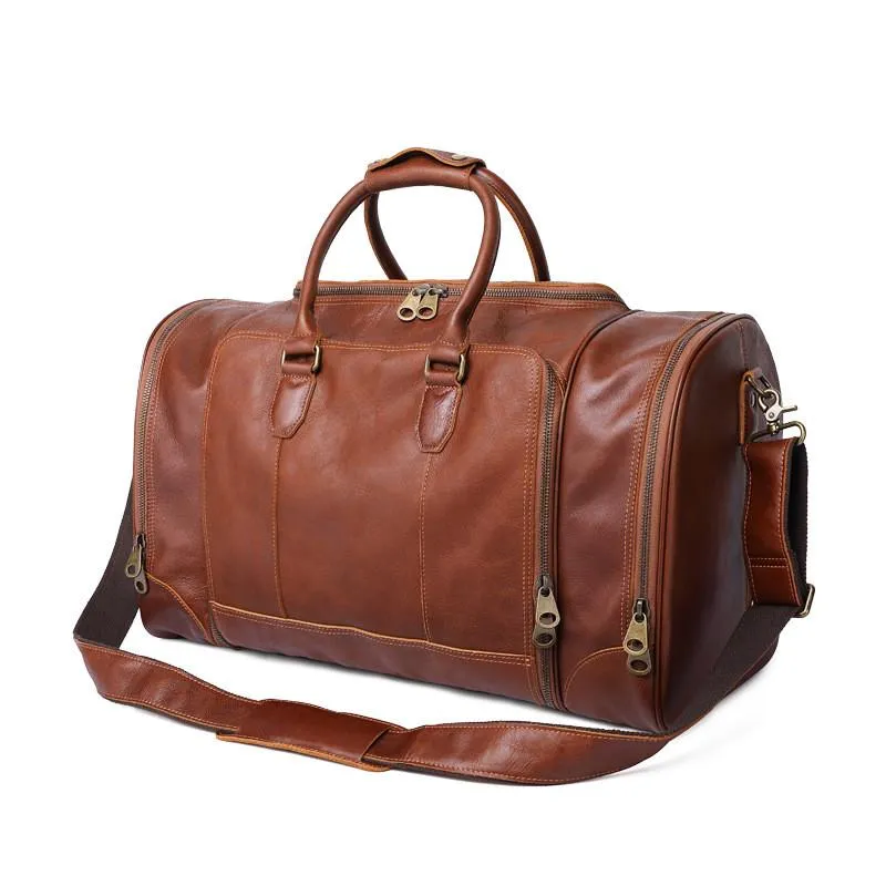 Duffel Bags Cow Leather High Quality Men Casual Large Travel Duffle HandbagDuffel