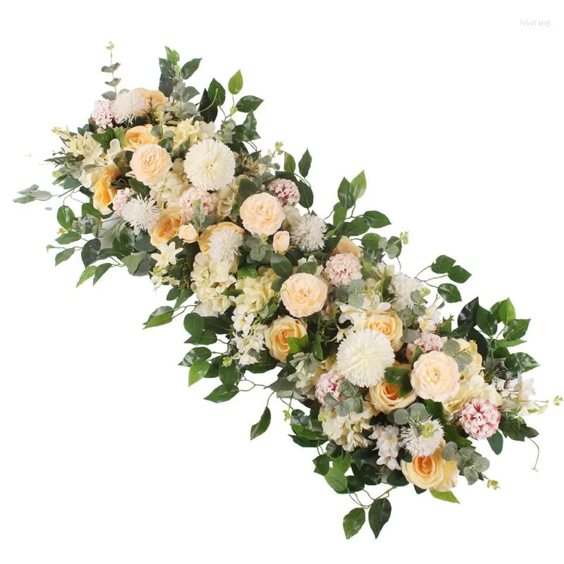 Decorative Flowers 4Pcs Upscale Artificial Silk Peonies Rose Flower Row Arrangement Supplies For Wedding Arch Backdrop Centerpieces DIY