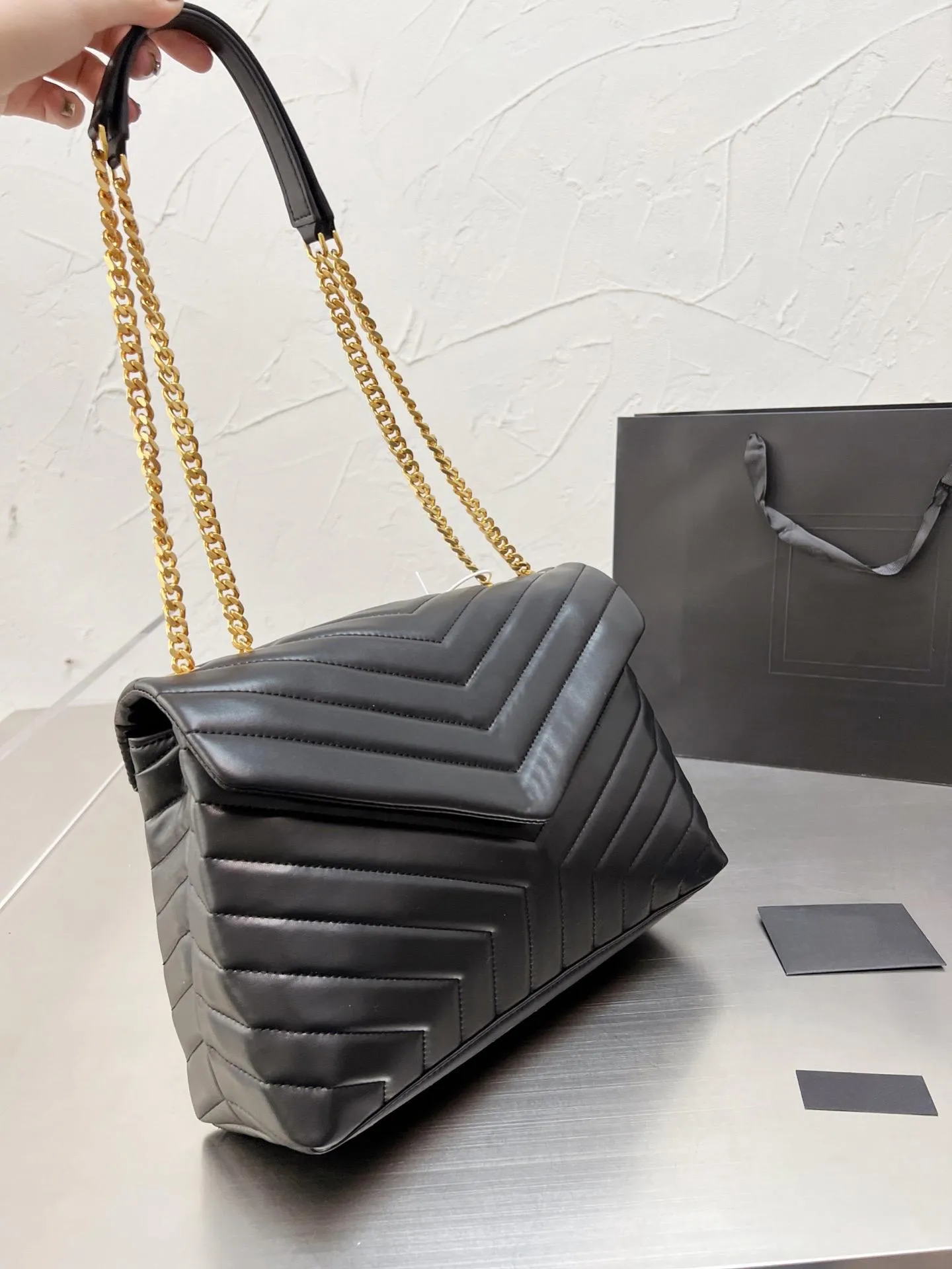 Torby wieczorowe luksusowa torebka torba na ramię marka loulou y designerski szew skórzany damski łańcuch metalowy łańcuch czarnej klapki torby łańcuchowe