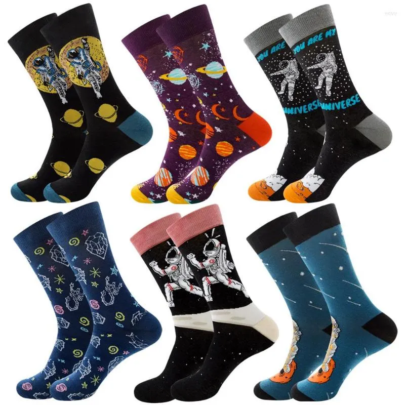 Chaussettes pour hommes 20 paires/lot en gros Drop Happy hommes rayure Harajuku ciel étoilé fruits nourriture drôle robe coton