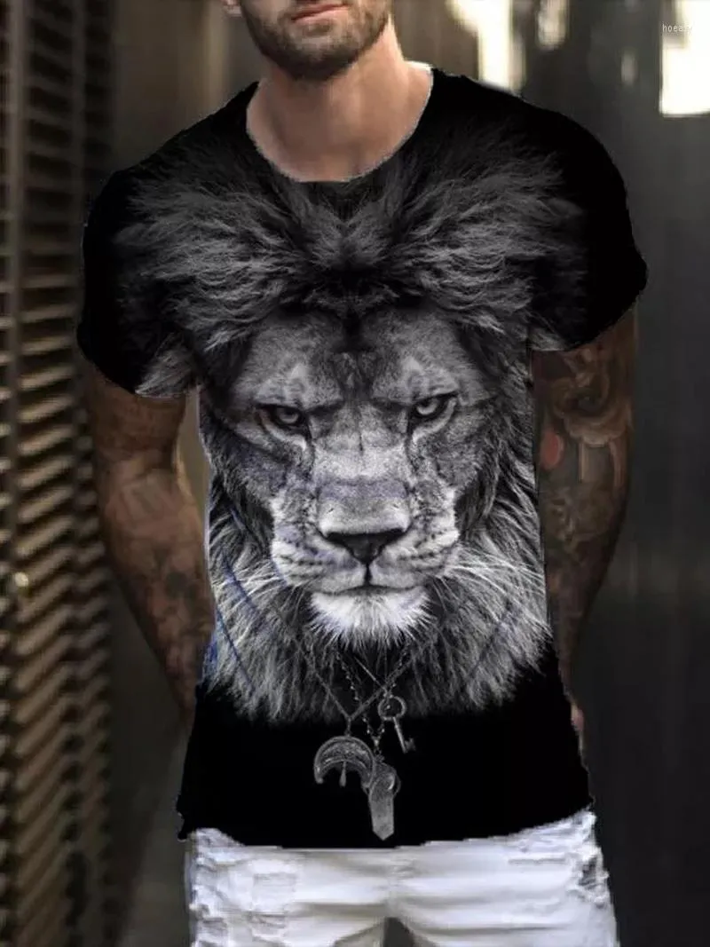 Men's T Shirts Shirt For Men Animal Print Short Sleeve T-shirt Summer Mens Clothing Streetwear Casual Black Harajuku Tops