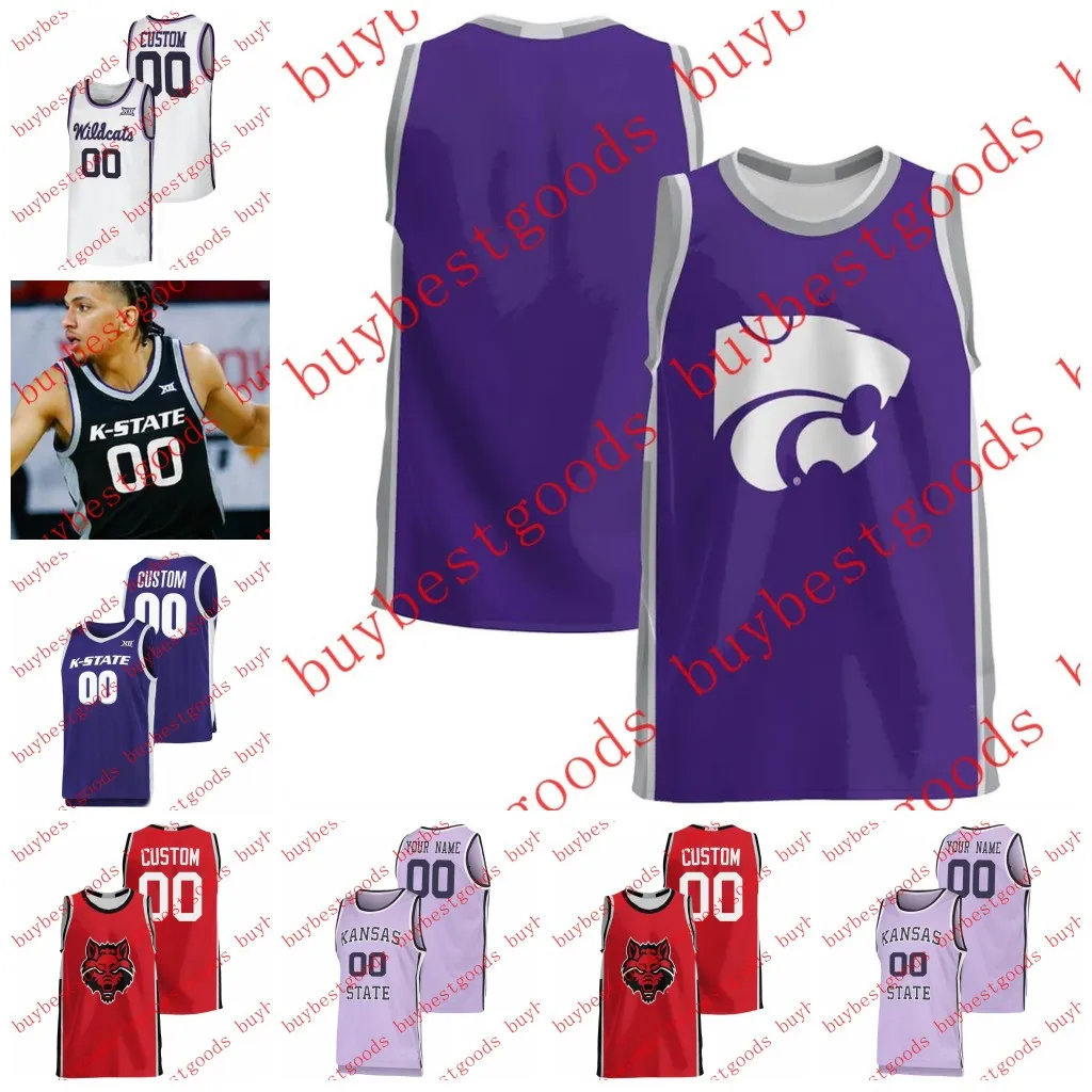 College Basketball indossa personalizzato 2023 Nuova NCAA Kansas State Wildcats Jersey 25 Ismael Massoud 35 Nae'Qwan Tomlin 43 Peyton Ackerman 32 Dean Wade maglie cucite