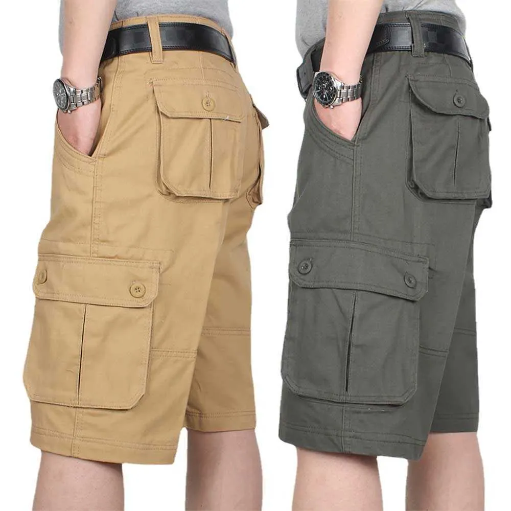Men's Shorts Men's Cargo Shorts Casual Loose Baggy Cotton Military Tactical Boardshorts Straight Streetwear Clothing Plus Size 2946 Z0216