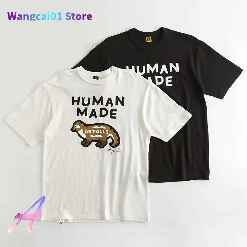 Men's wangcai01 T-Shirts 2024ss Human Made T-shirts Men Women Cartoon Printing Tops Loose Slub Cotton Short Seves Haikyuu