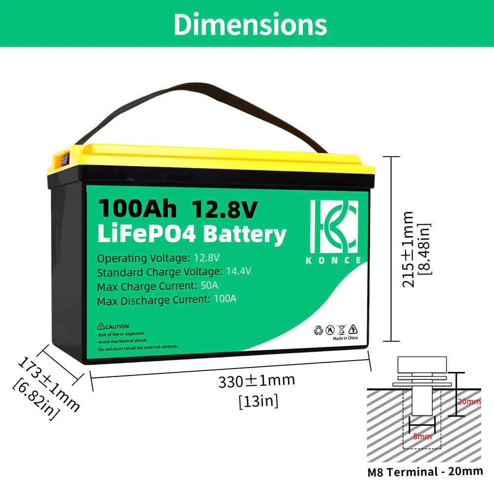 12V 100Ah Lifepo4 Batteria Ricaricabile Lifepo4 12V Deep Cycle Built-in BMS Per Furgoni RV Golf Cart Barche Sistema Solare