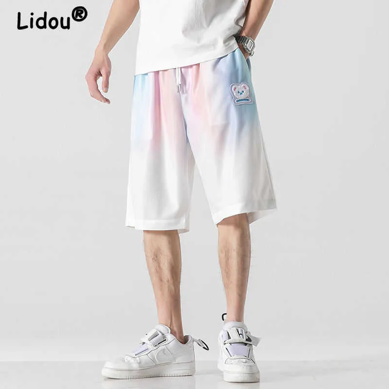 Shorts masculinos Summer Charismatic Guy Ice Silk Beach Contraste Shorts Novo Casual Coloque Coloque Coloque Microbomb Microbomb Men Ponto Ponto Z0216