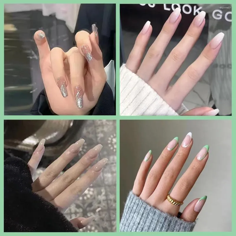 False Nails 24Pcs/Box Sexy White Self Adhesive Detachable Finished Fingernails Wearable Fake For Nail Art Decoration