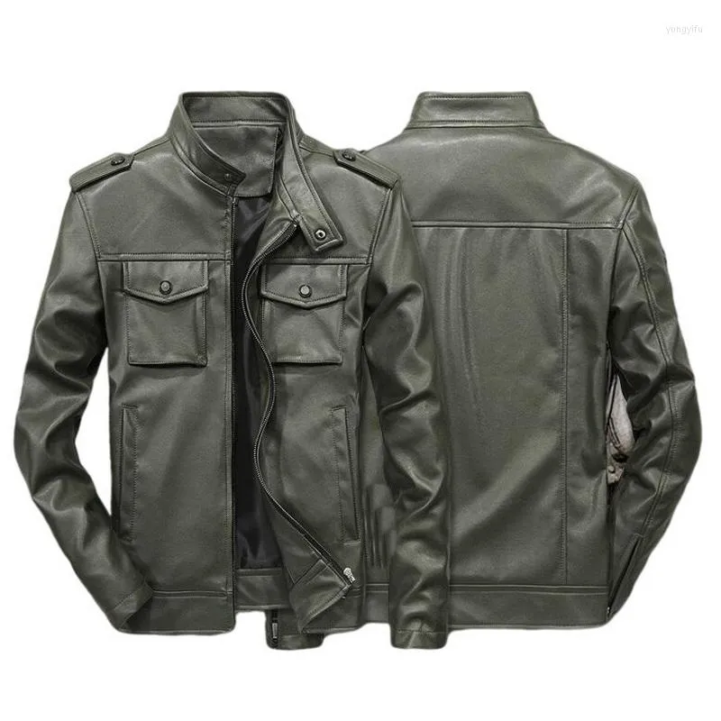 Veste en cuir pour hommes en fourrure pour hommes Col montant Printemps Automne PU Jeunes hommes M-6XL