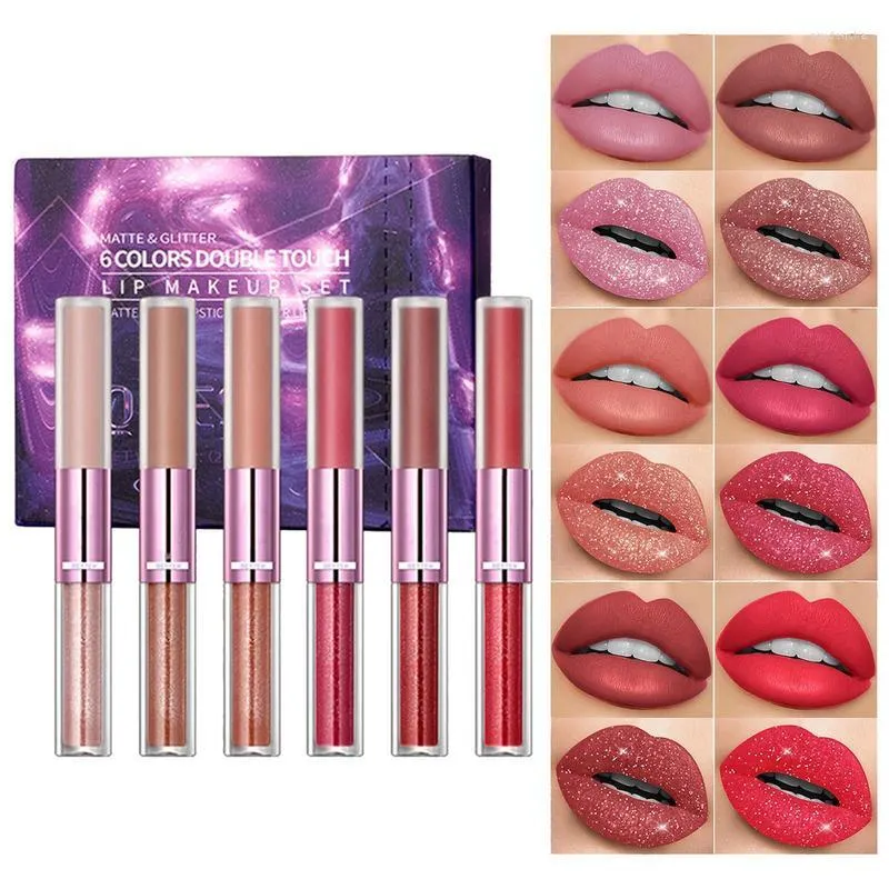 Lip Gloss Double Long Lasting Double-Ended With A Bright Finish Professional Makeup Lipstick Shimmery Glosses For