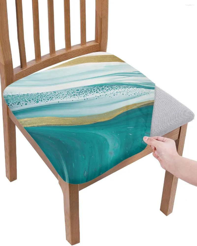 Stoelbedekkingen Teal Gradient Texture Marmer Marmering waterverf elastische stoelhoes voor slipcovers Home Protector Stretch