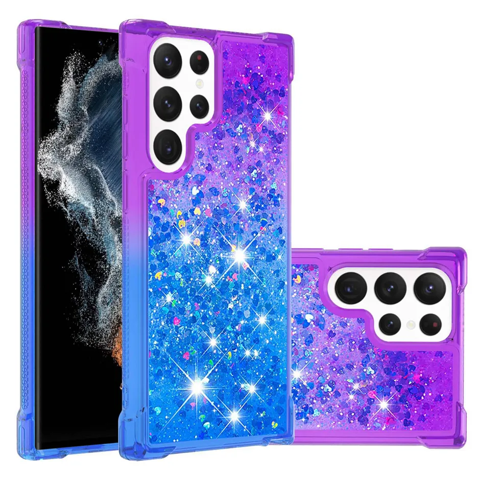 Geleidelijke kleur Volledig pakket Anti-fall telefoonhoesje voor Samsung Galaxy S23 S22 S21 Ultra Plus A04E A14 A34 A54 A13 A33 A53 A73 A73 Glitter Anti-Drop Bescherming Cover Cover Telefoon Gevallen