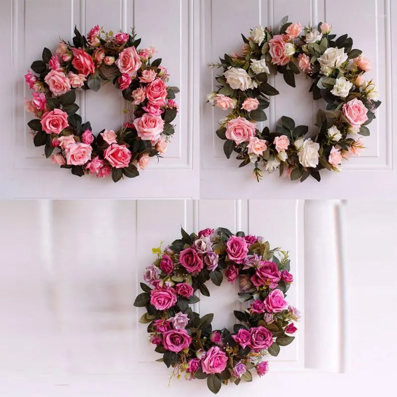 Fiori decorativi 40 cm Ghirlanda di rose Fiore artificiale Ghirlanda di fiori Ghirlande floreali Decorazioni primaverili Home Office Parete Porta d'ingresso Matrimonio