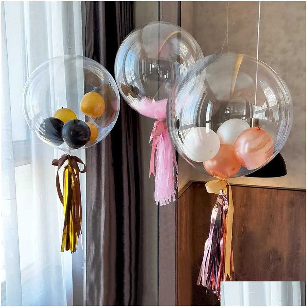 50pcs no winkles transparent pvc balloons 10 18 24 inch clear bubble balloons wedding birthday party decorative helium ballons kid3091