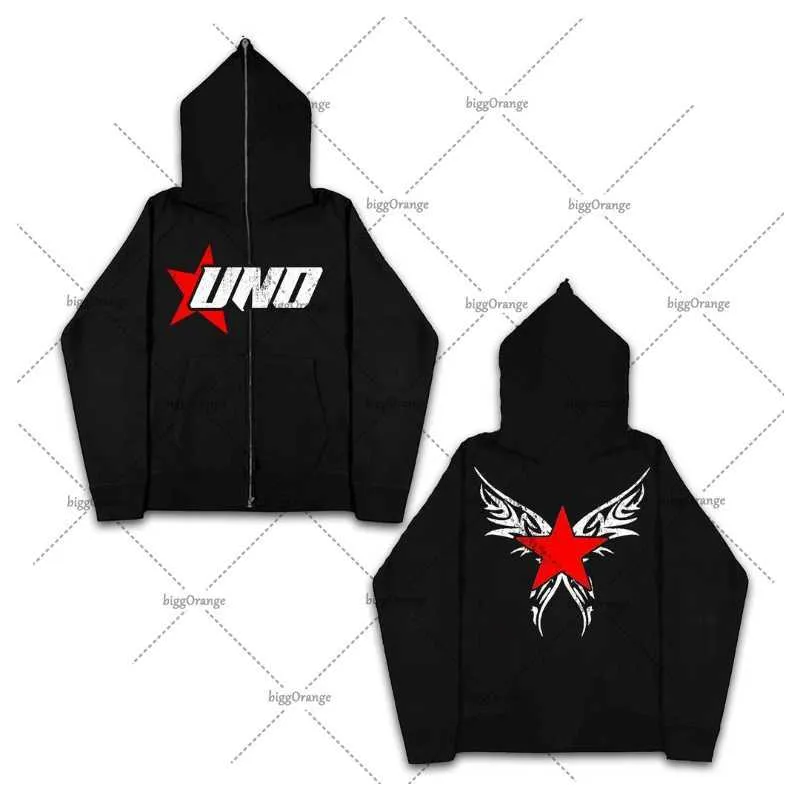 Herren Hoodies Sweatshirts Goth Punk Trend übergroße Anime Hoodie Damen Y2K Harajuku Street Reißverschluss Hoodie Herrenmode lässig lose Sweatshirt T230217