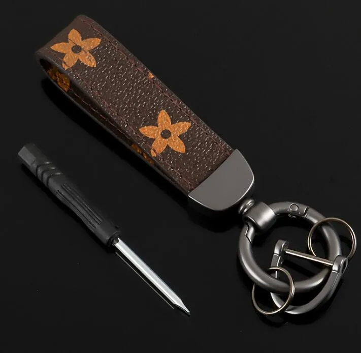 Creativiteit Presbyopia Auto Keychain Bag Pendant Charm Sieraden Keyringhouder voor mannen Fashion Pu Leather Grid Design Metal Key Chain Accessoires