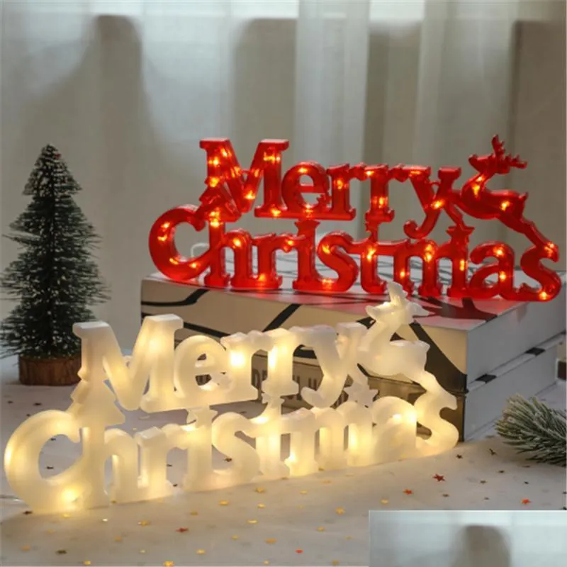 Decorazioni natalizie Decorazione 2022 Anno Natale Merry Led Lettera Tag Light String Fairy Garland Home Noel Drop Delivery Garden Festi Dhupt