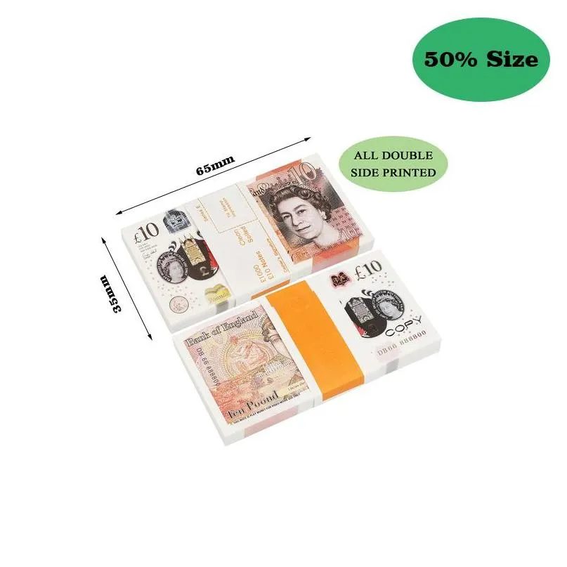 Party Games Crafts Prop Money Paper Copy UK Banknote Fake Banknotes 100PCS/Pack Drop Delivery Toys Gifts Supplies DHFPA