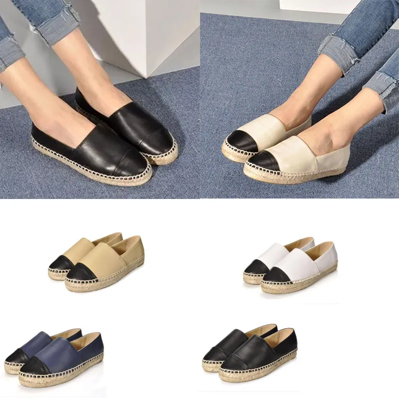 Leerontwerpers Luxe kledingschoenen Espadrilles Loafers Women's Casual relaxte klassieke zolen comfortabele trainers Super visser mode set van platte sport