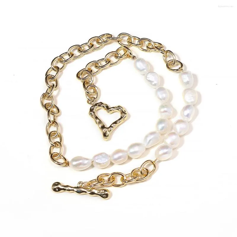 Chains Natural Pearl Necklace Cultured Freshwater Irregular Rice Shape Beaded For Jewelry Women Gift