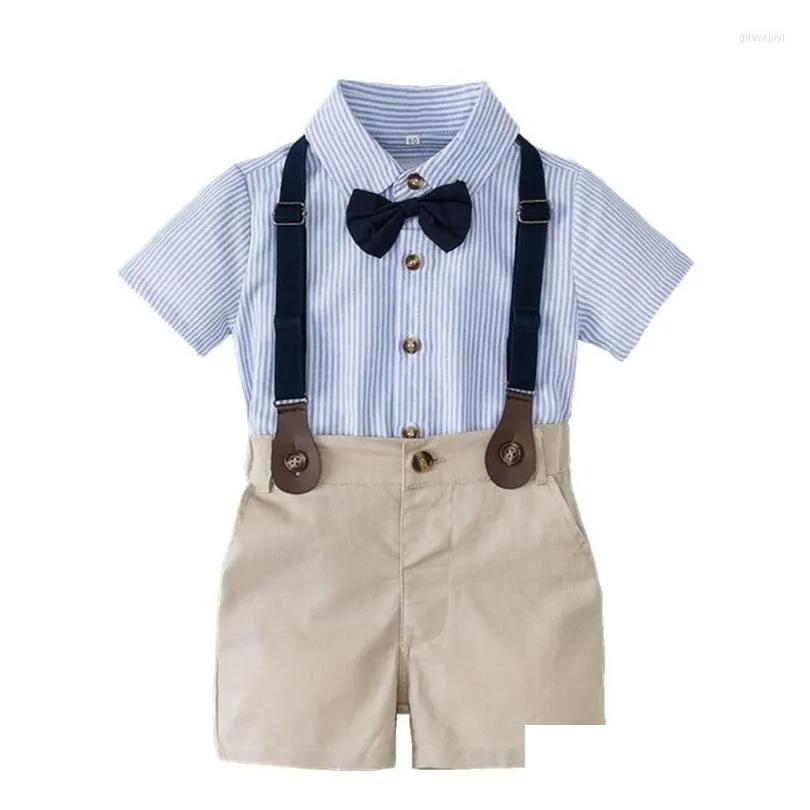 Ensembles De Vêtements Garçons Costume D'été Bébé Garçon Chemise En Coton Short À Manches Courtes 2 Pièces Ensemble Enfants 15 Ans Drop Delivery Enfants Maternité Dhhl3