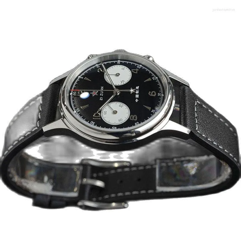 Relojes de pulsera Reloj para hombre Lujo Casual Gaviota 1963 Cronógrafo St1901 Movimiento 38 mm Mecánico Impermeable Zafiro Negro Cara