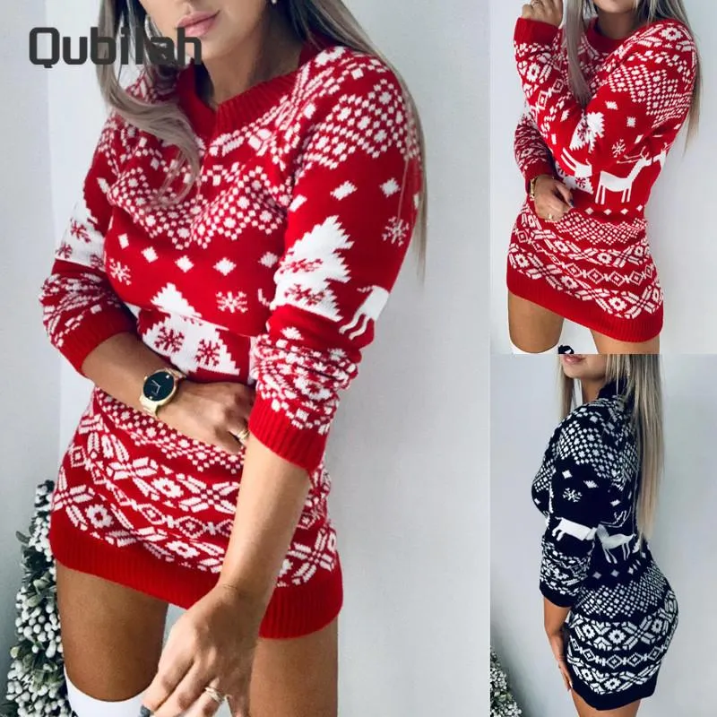 Vestidos casuais mulheres suéter de natal moda elf elfo engraçado feminino outono tampo de inverno vestido macio roupas de mulher 2023