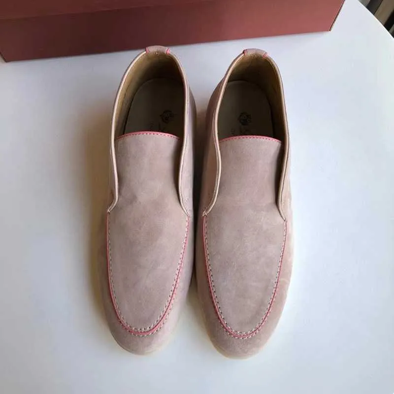 Italy Designer Shoes Loropiana Lp Lefu Shoes Women's Piping Suede One Foot Flat Bottom Deep Mouth Casual Large High-top Women's Shoes