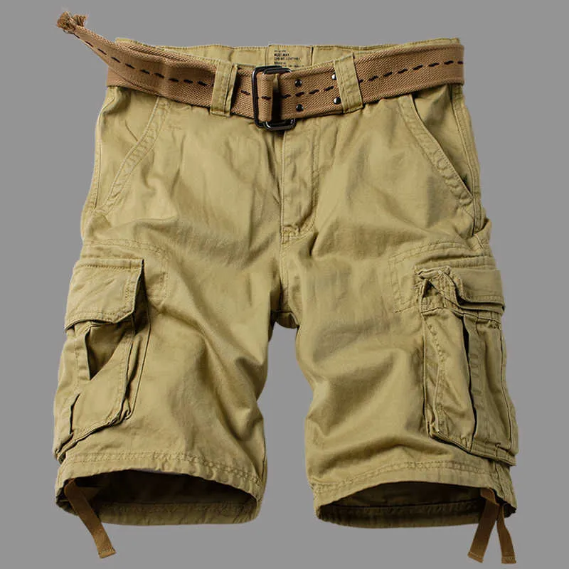 Men's Shorts 2022 summer Korean style army green cargo shorts men loose washing Multipocket army tactical cargo shorts for men size 2942 Z0216