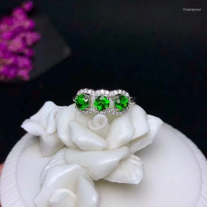 Cluster Rings KJJEAXCMY Boutique Jewelry 925 Sterling Silver Inlaid Natural Gemstone Diopside Female Ring Support Test