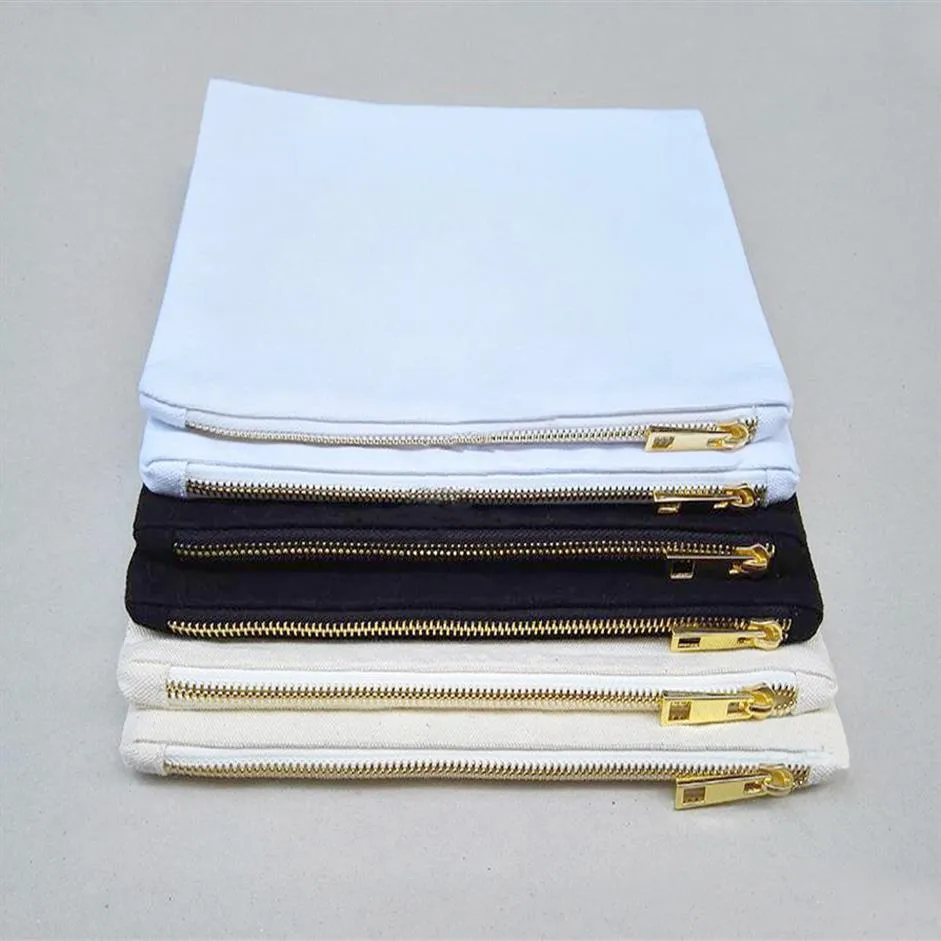 100pcs lot blank cotton canvas girl makeup bag 7x10in lined canvas cosmetic bag black natural white cotton pencil bag solid cosmet2263