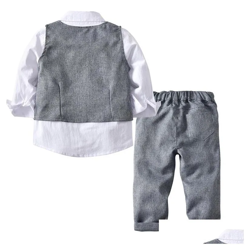 boys wedding suits kids clothes toddler formal kids suit childrens wear grey vest shirt trousers outfit baby clothes1