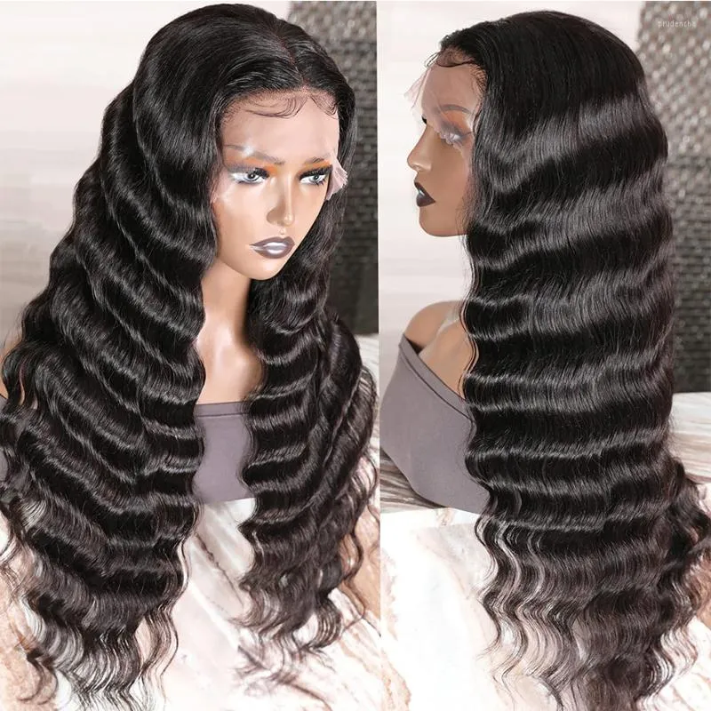 Loose Deep Wave Wig 30Inch 13x4 HD Lace Frontal Wigs Preplucked Water Colored Front Human Hair For Women