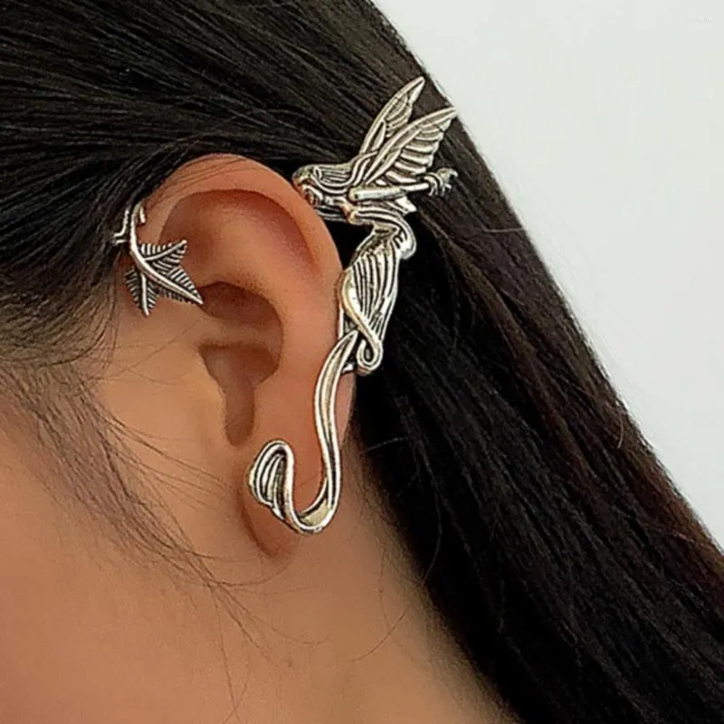 Backs Earrings Ins Creative Retro Demon Angel Stereo Single Halloween Elf Wing Ear Clip For Women Men Parp Fashion Sieraden Gift