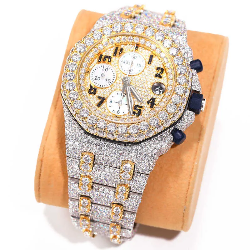 High Quality Fashion Iced Out WatchesMens Wrist Luxury Round Cut Lab Grown Watch Wholesale Hip Hop Rapper WatcFor Men ZT6W