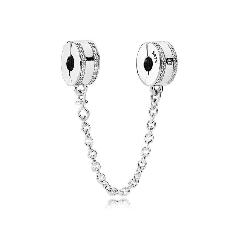 Classic Safety Chain Charm Authentiek Sterling Silver voor Pandora Women Sieraden Snake Keten Bracelet Bangle maken Accessoires Link met originele boxset