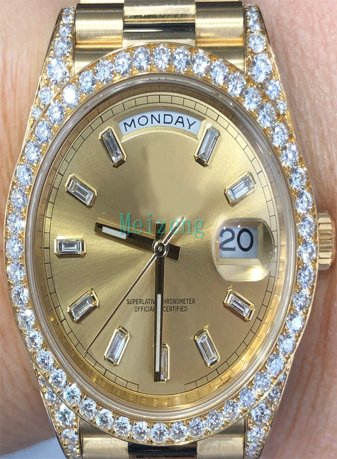 2023 Taucher-Sport-Armbanduhr, 40 mm, President DayDate 228238, 18 Karat Gelbgold, Diamantösen, Lünette, brandneue Automatikuhr für Herren