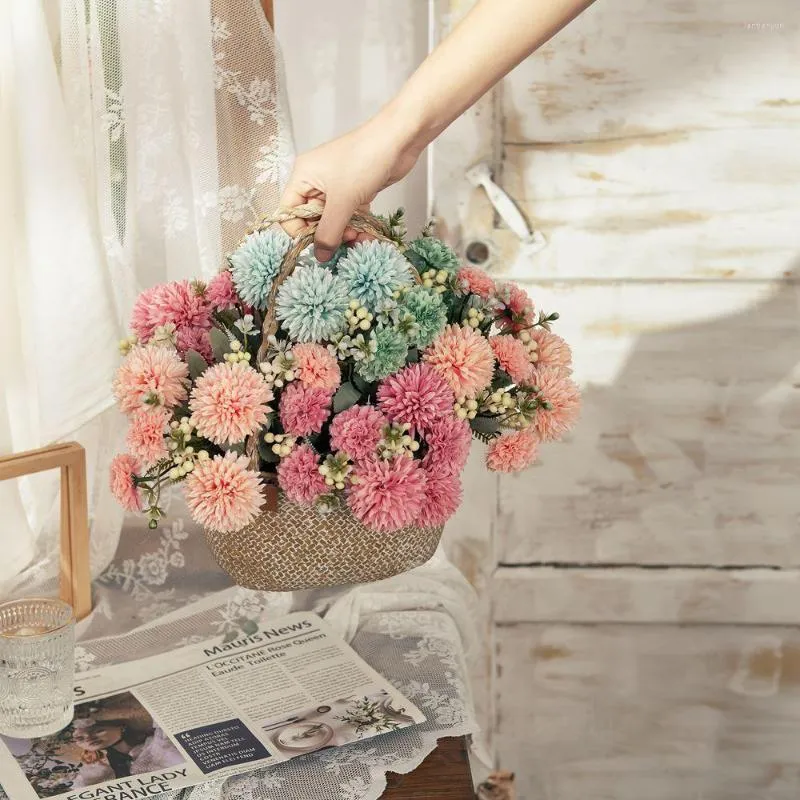 装飾的な花グリーン植物タンポポバンチ人工花工場偽の卸売結婚式の装飾工芸品