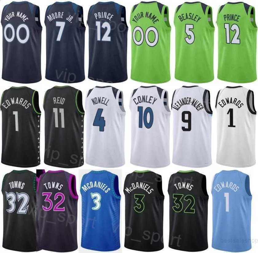 Printed Association Classic Basketball Anthony Edwards Jersey 1 Rudy Gobert 27 Jaden McDaniels 3 Naz Reid 11 Bryn Forbes 10 Taurean Prince 12 Mike Conley 10 Men Women