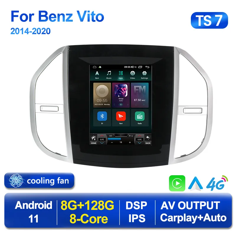 2 Din Android 11 Player dla samochodu DVD w stylu Tesli dla Mercedes Benz Vito 3 W447 2014-2020 Multimedia GPS 2Din Carplay Stereo