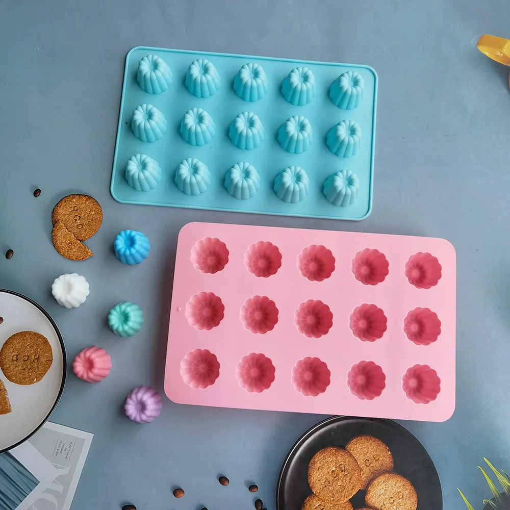 Bakformar 15 länk luli silikon liten tårta mögel chokladkakor mögel som används för bakning mini desserter manuella diy verktyg 230217